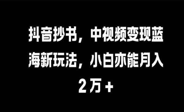 （三网4609期）抖音抄书中视频变现