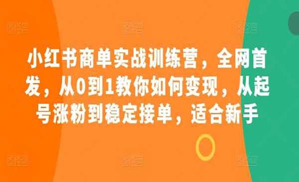 （三网4617期）小红书商单实战