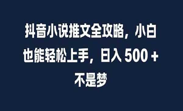 （三网4655期）抖音小说推文全攻略