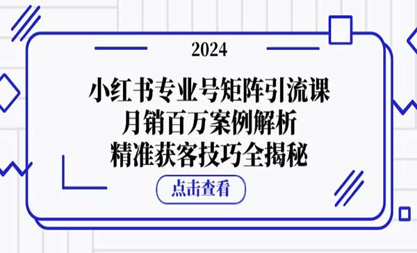 （三网4853期）小红书专业号矩阵引流