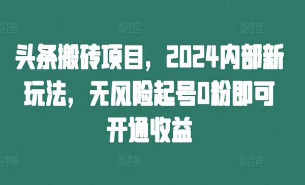 （三网4920期）头条搬砖项目