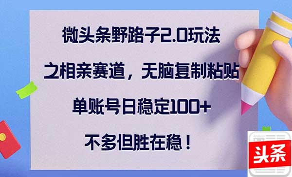 （三网4925期）微头条野路子2.0玩法