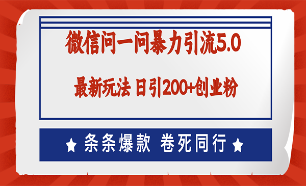 （三网5202期）微信问一问引流