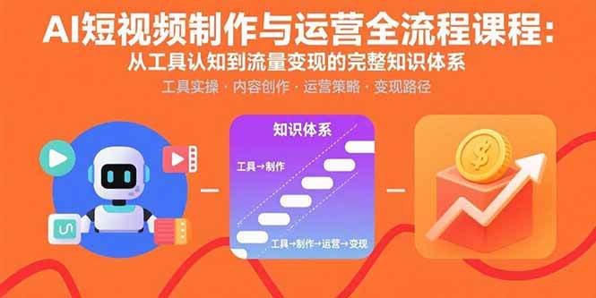 （15863期）AI短视频制作与运营全流程课程：从工具认知到流量变现的完整知识体系