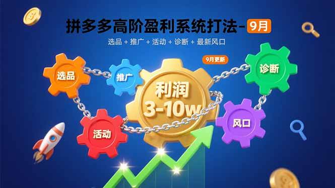 （15916期）拼多多高阶盈利系统打法-9月：选品+推广+活动+诊断+最新风口，月利润3-10w